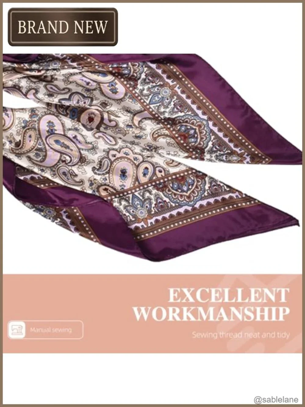 Satin Hair Scarf 35x35 Silk Bandana Headscarf for Women